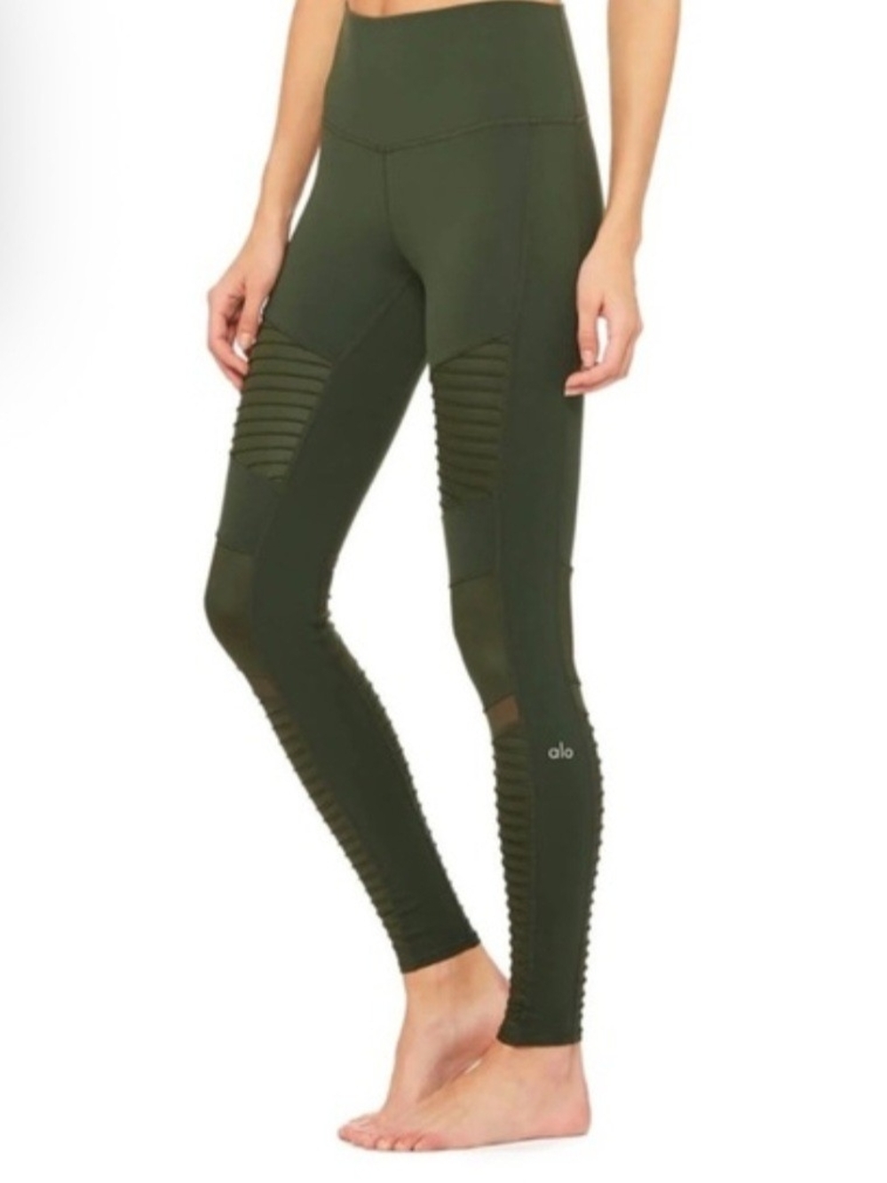 ​Alo Yoga High-Waisted Moto Leggings Hunter Olive Green.